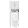 9" Width Wooden Over The Toilet Bathroom Storage Cabinets with Door; White